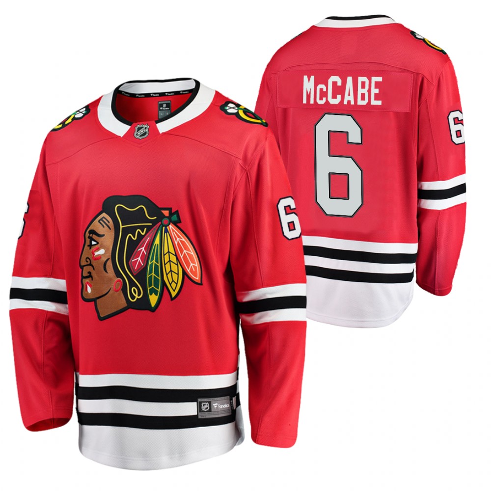 Blackhawks #6 Jake McCabe Red 2021 Home Jersey