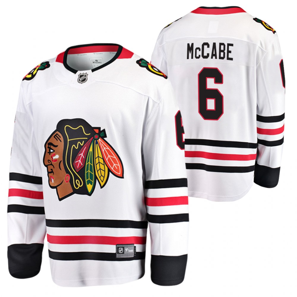 Blackhawks #6 Jake McCabe White 2021 Away Jersey