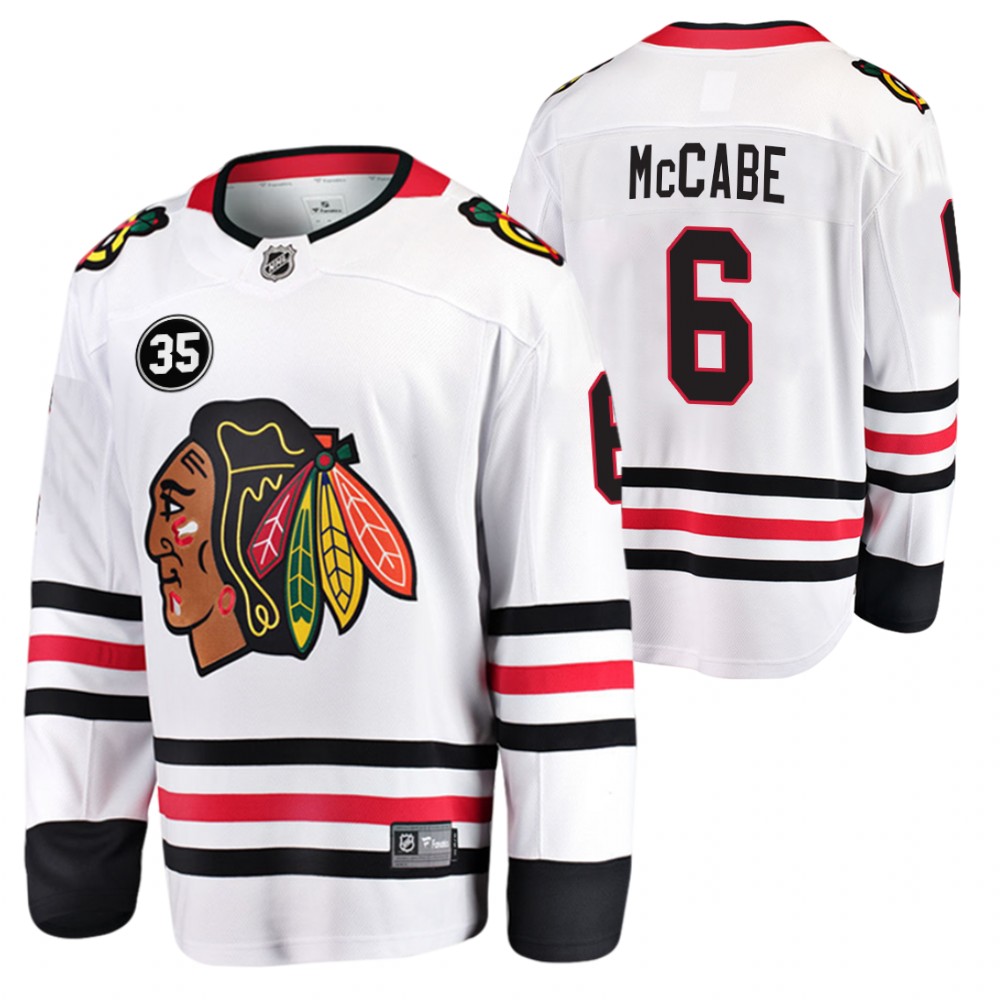 Blackhawks #6 Jake McCabe White 35 Patch Honor Tony Esposito Jersey