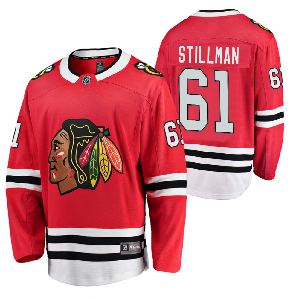 Blackhawks #61 Riley Stillman Red 2021 Home Jersey