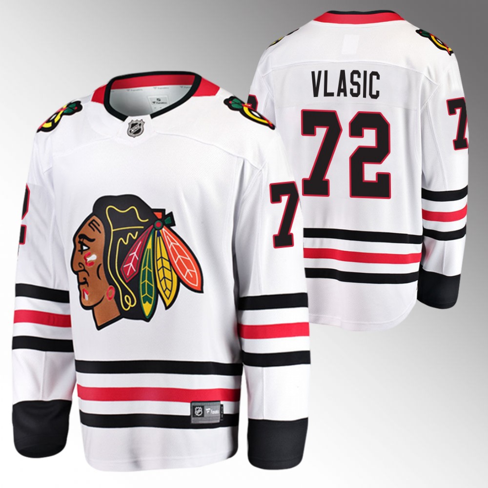 Blackhawks #72 Alex Vlasic White Away Jersey