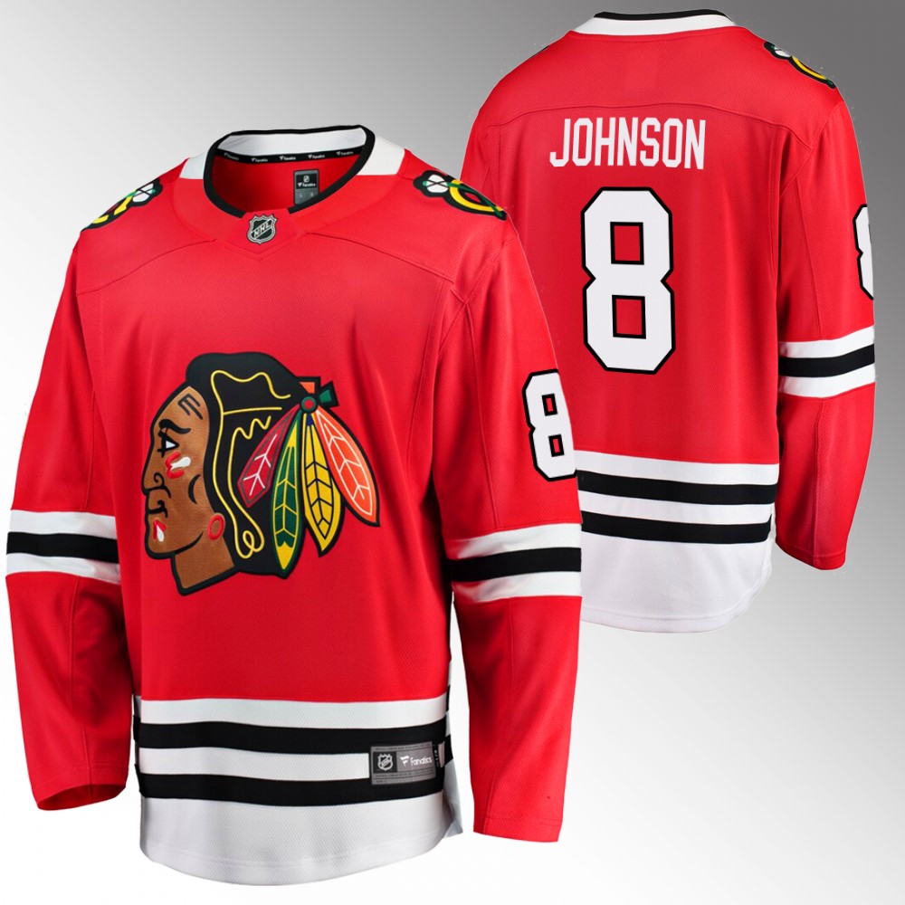 Blackhawks #8 Jack Johnson Red Home Jersey