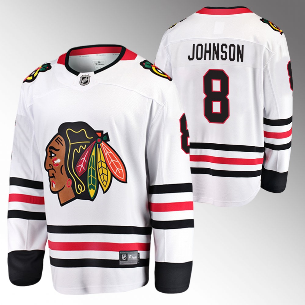 Blackhawks #8 Jack Johnson White Away Jersey
