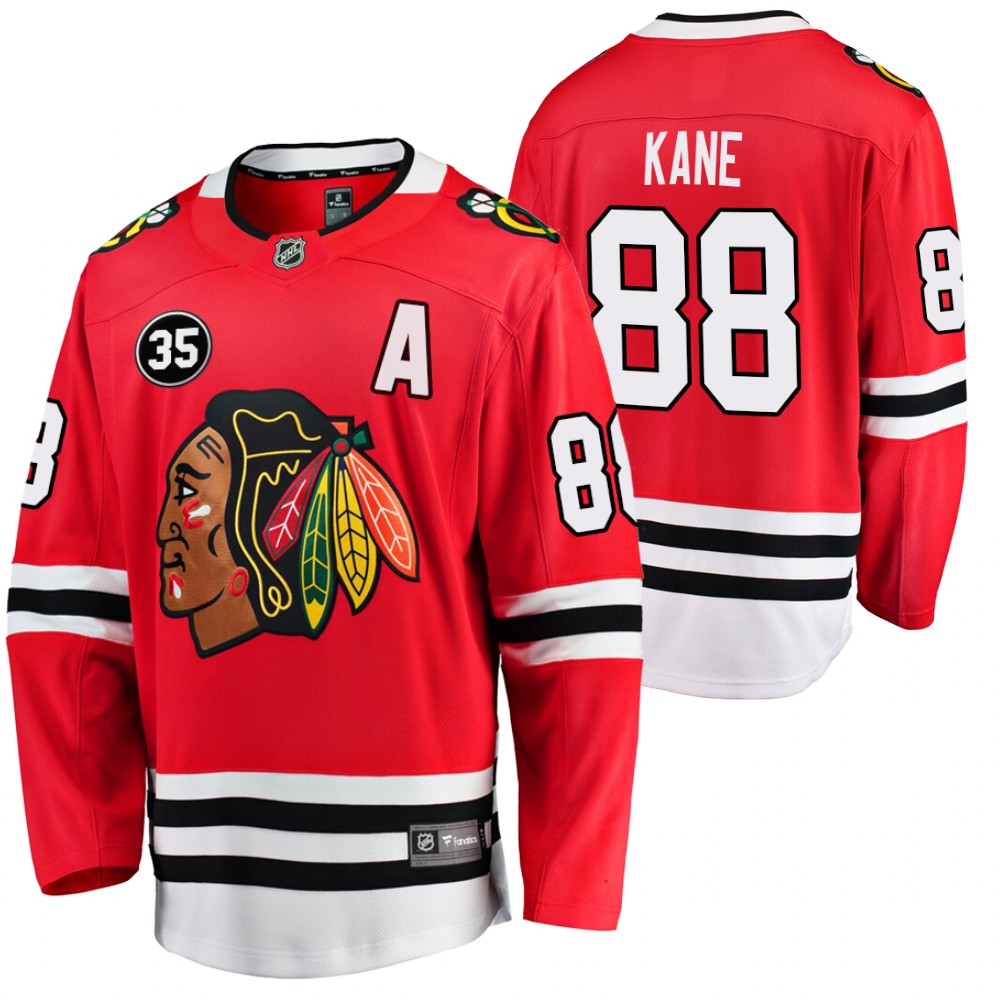 Blackhawks #88 Patrick Kane Red 35 Patch Honor Tony Esposito Jersey