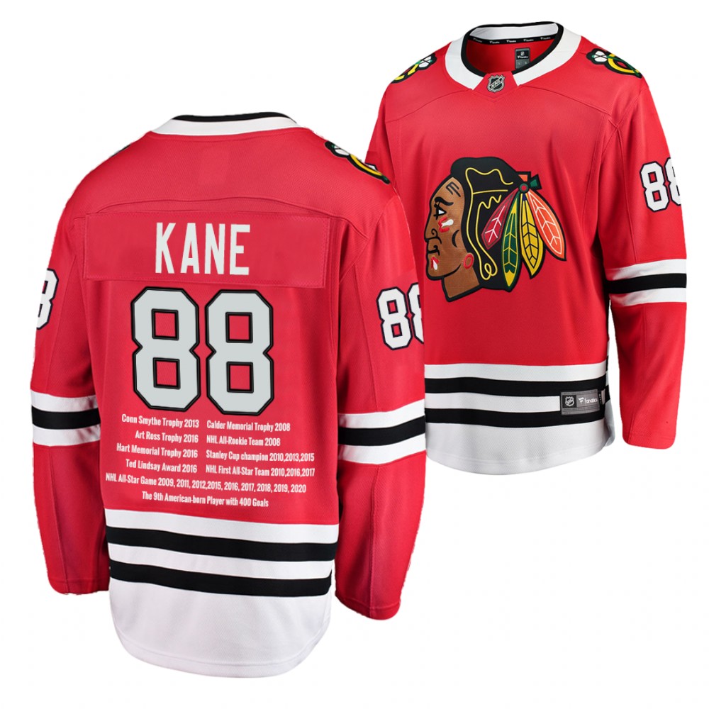 Blackhawks #88 Patrick Kane Red Career Awards Jersey