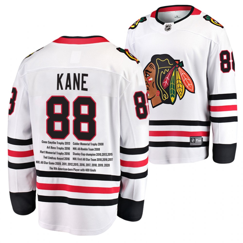 Blackhawks #88 Patrick Kane White Career Awards Jersey