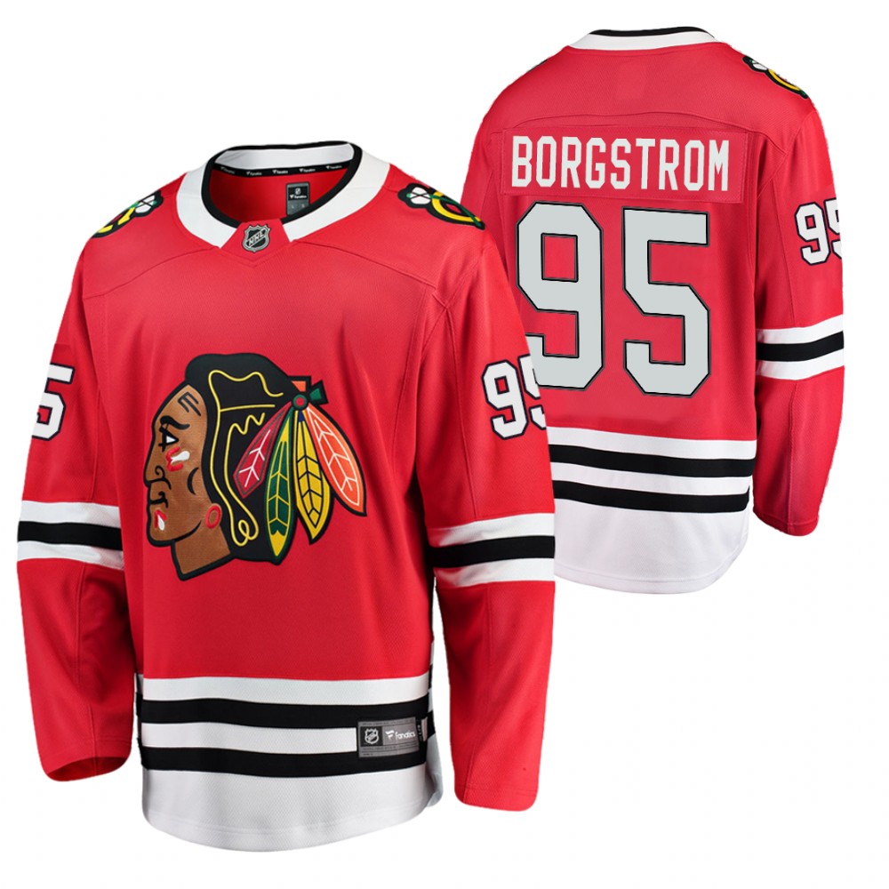 Blackhawks #95 Henrik Borgstrom Red 2021 Home Jersey