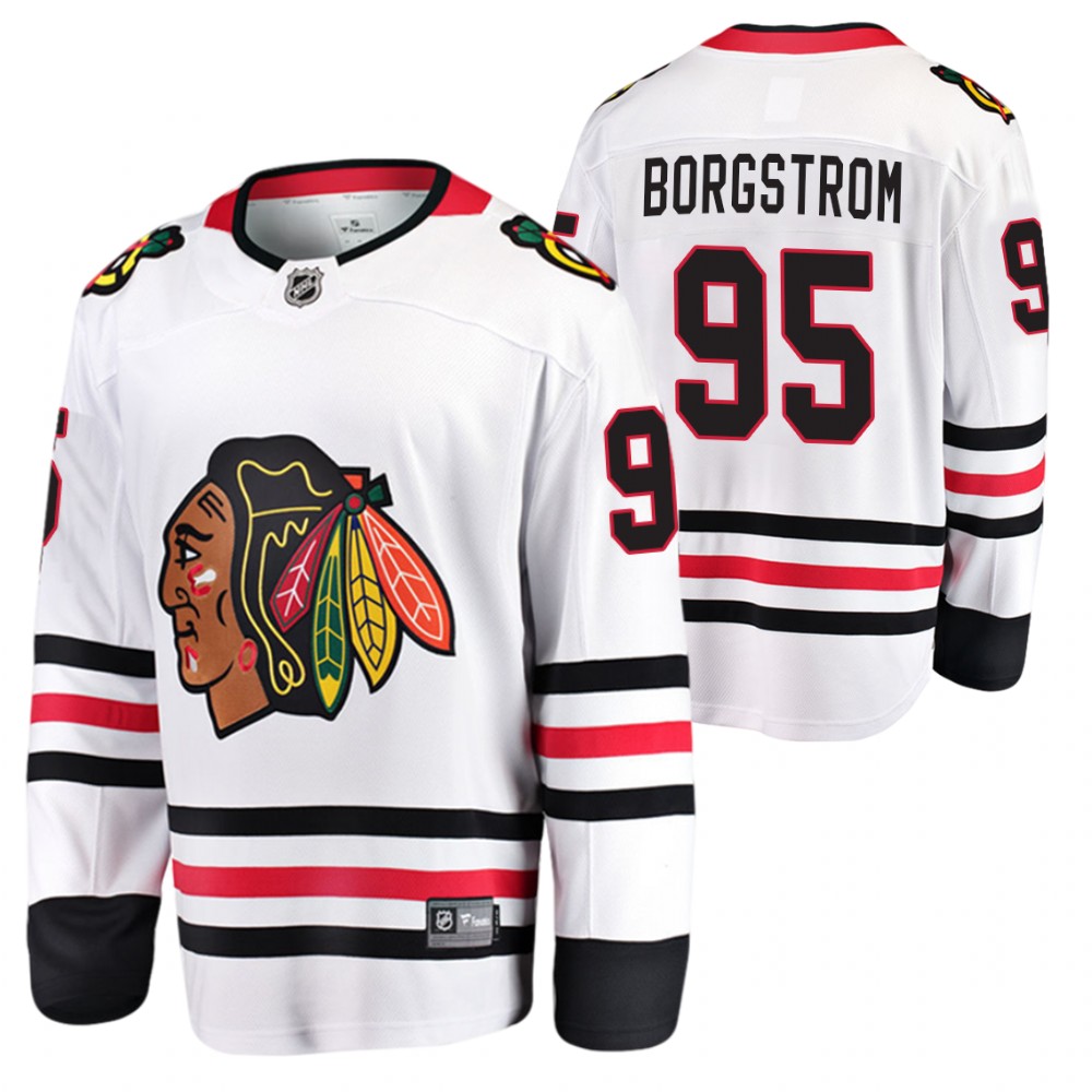 Blackhawks #95 Henrik Borgstrom White 2021 Away Jersey