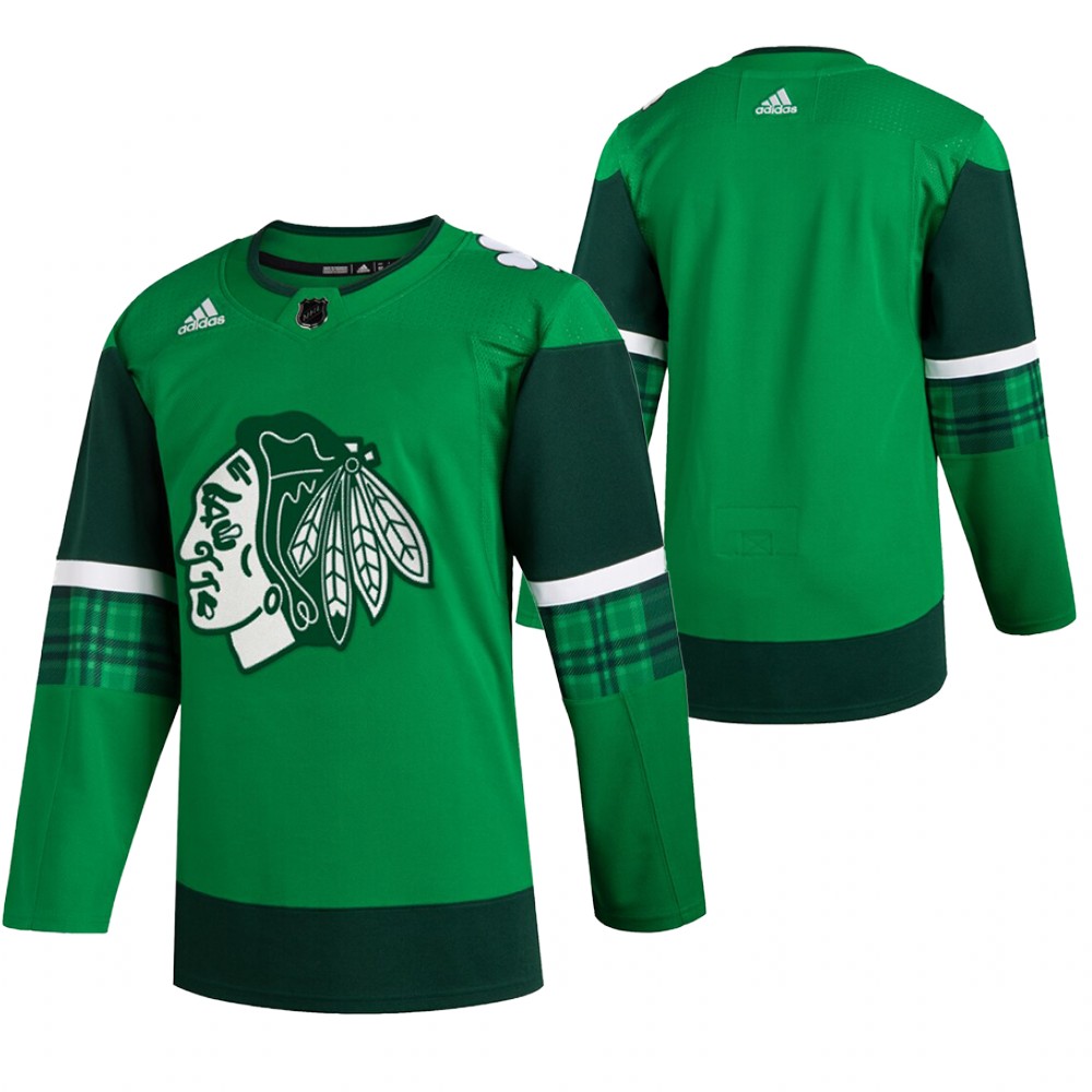 Blackhawks 2020 St. Patrick's Day Green # Jersey