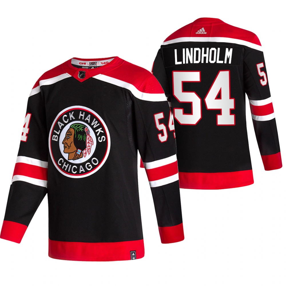 Blackhawks 2021 Reverse Retro #54 Anton Lindholm Black Jersey Special Edition Authentic