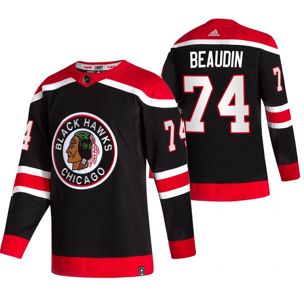 Blackhawks 2021 Reverse Retro #74 Nicolas Beaudin Black Jersey Special Edition Authentic