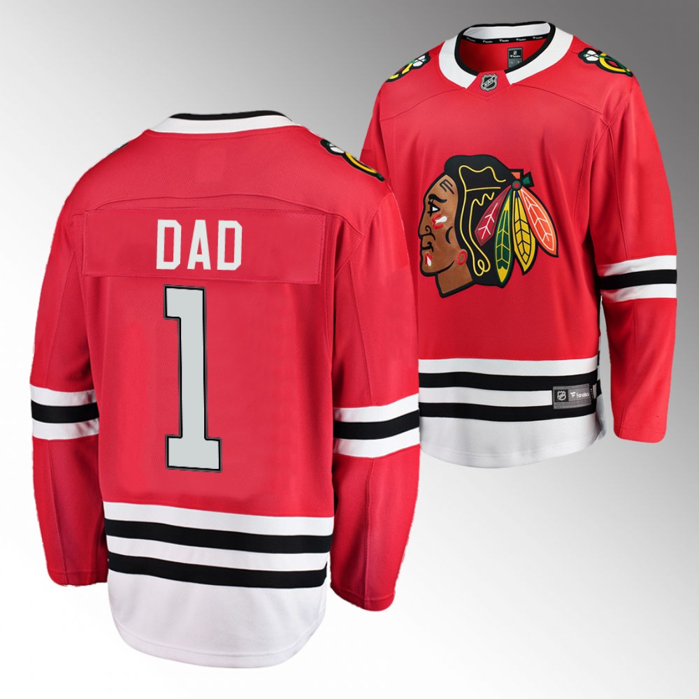 Blackhawks 2022 Fathers Day Gift Red Jersey NO.1 Dad