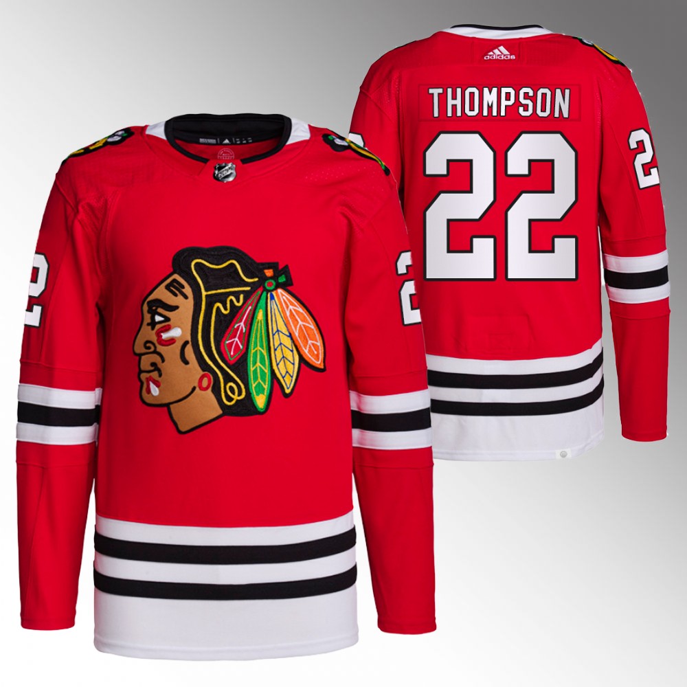 Blackhawks 2022 NHL Draft Aidan Thompson Red Jersey Authentic Primegreen Home