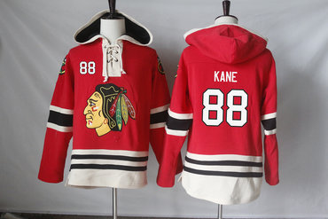 Blackhawks 88 Patrick Kane Red All Stitched Hooded Sweatshirt