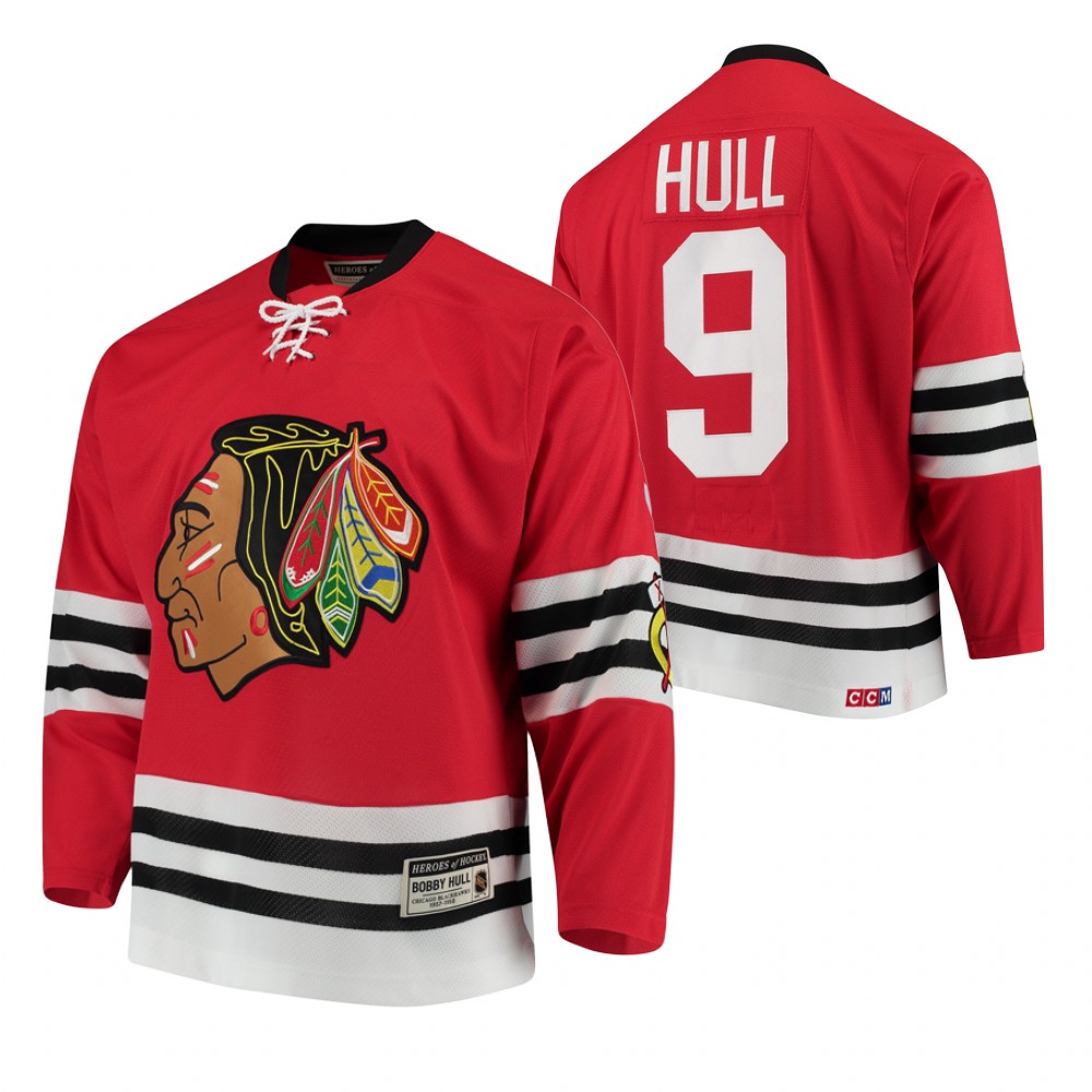 Blackhawks Bobby Hull Jersey Heroes of Hockey Red Authentic Throwback Men's