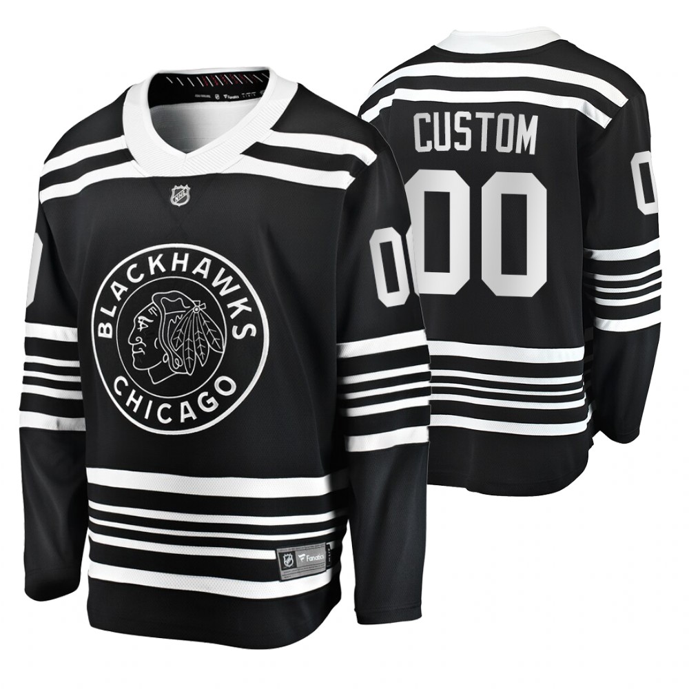 Blackhawks Custom Black Premier Alternate Men's Jersey