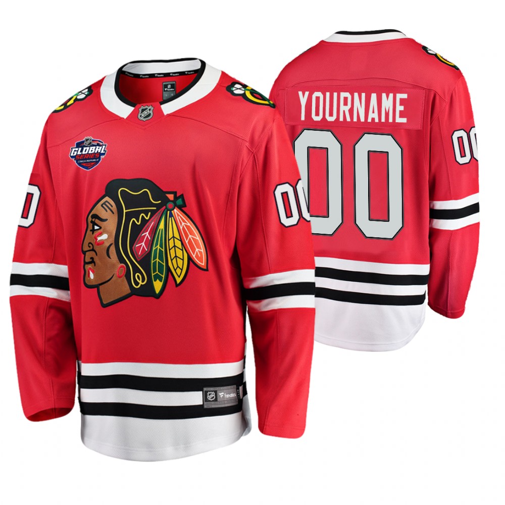 Blackhawks Custom Red 2019 NHL Global Series Breakaway Player Men's Jersey