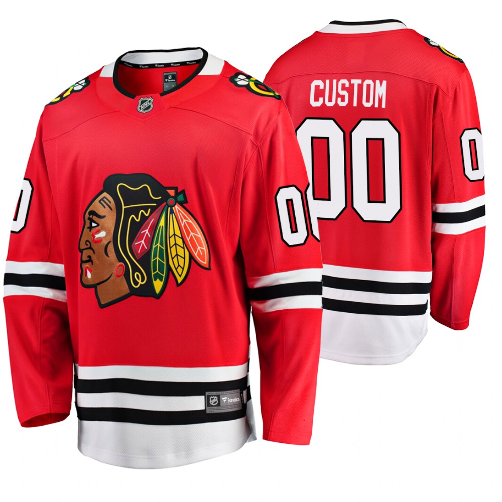 Blackhawks Custom Red Home Breakaway Player Jersey