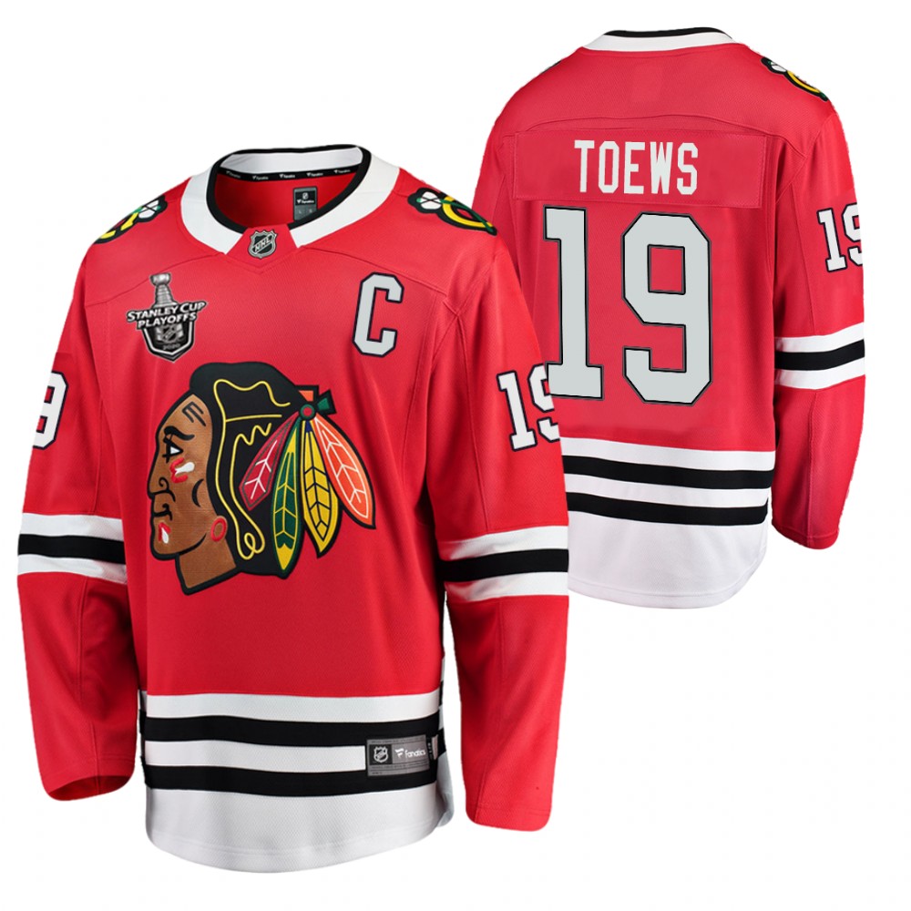 Blackhawks Jonathan Toews Jersey 2020 Stanley Cup Playoffs Red Home Men's