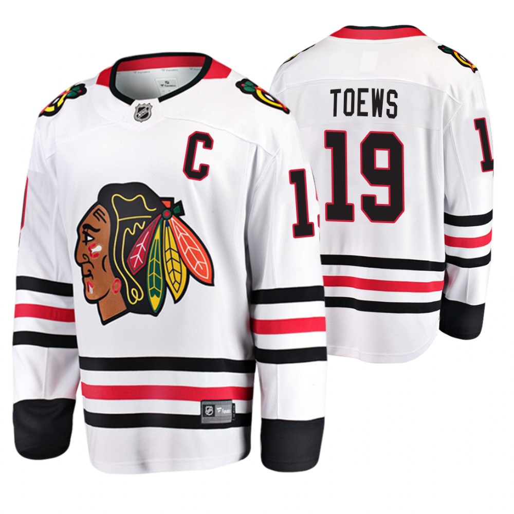 Blackhawks Jonathan Toews White Away Breakaway Player Jersey