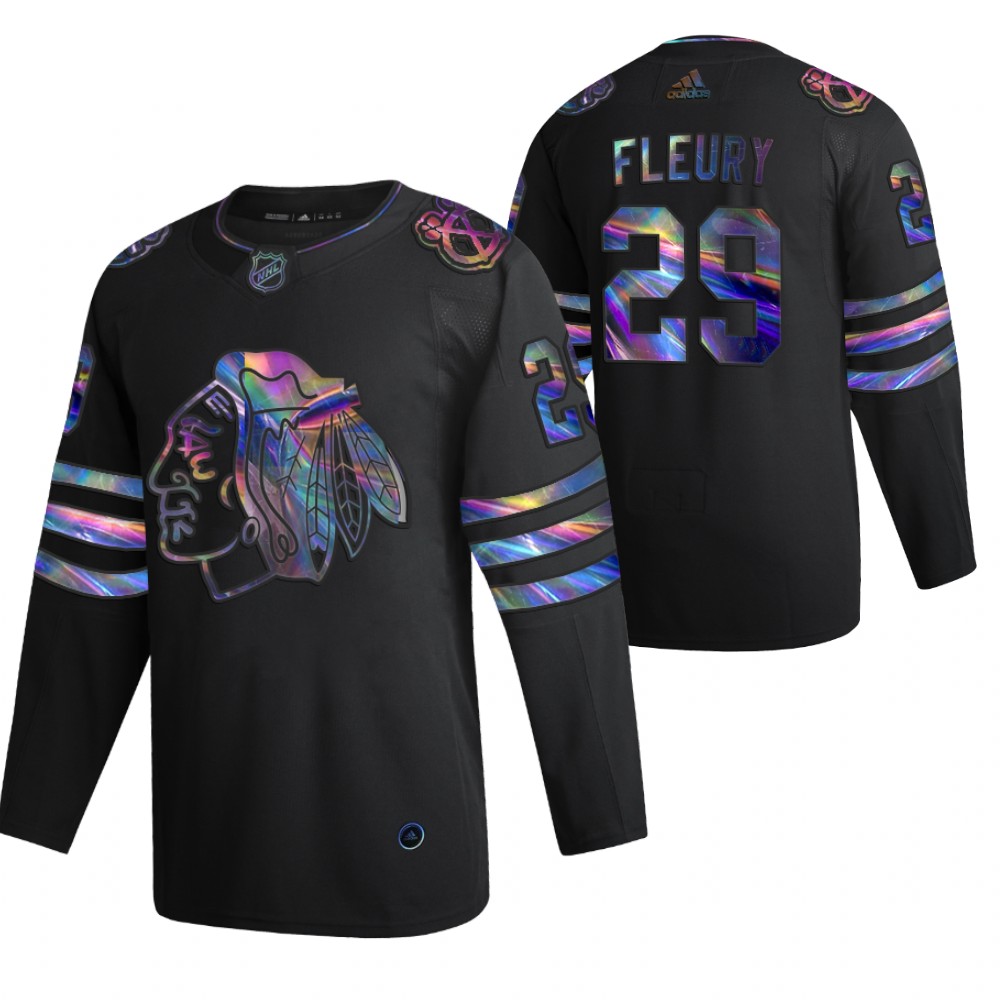 Blackhawks Marc-Andre Fleury 2021-22 Iridescent Holographic Black Limited Jersey