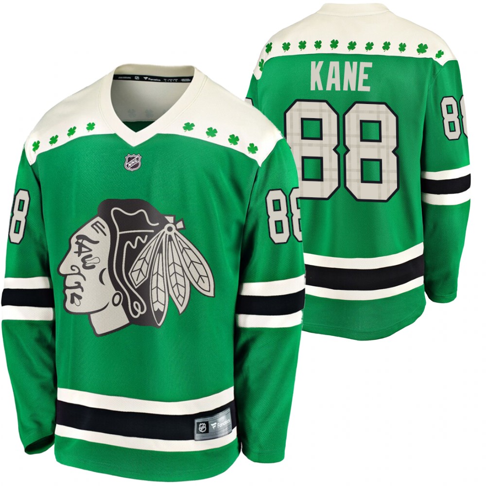 Blackhawks Patrick Kane 2020 St. Patrick's Day Green #88 Jersey Replica Player