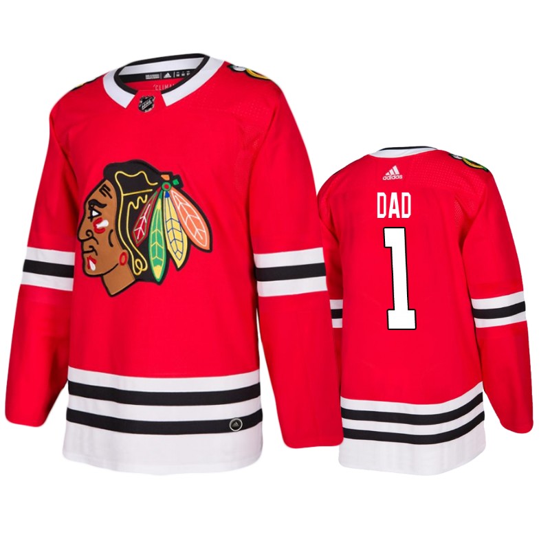 Blackhawks Red Number 1 Dad Father's Day Jersey