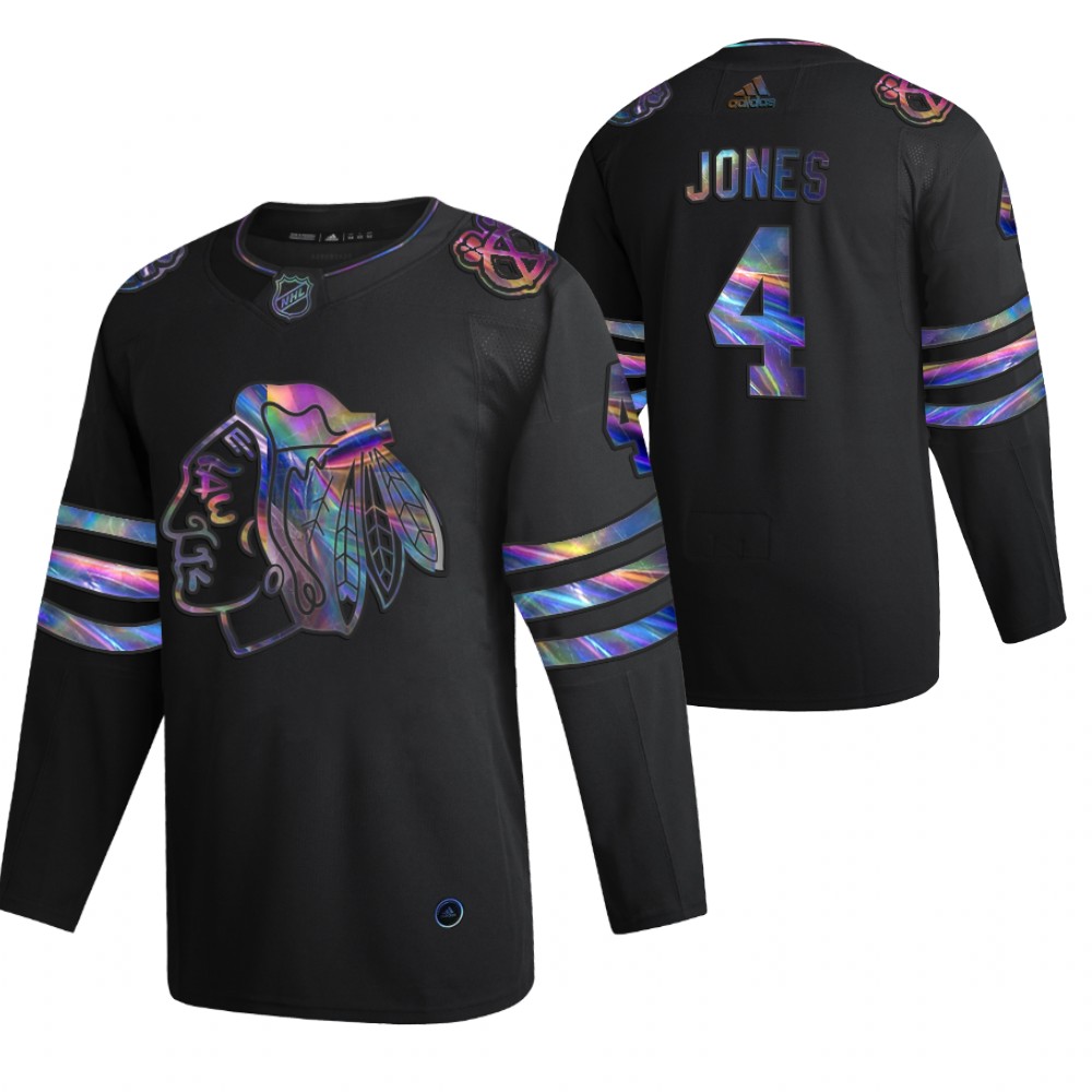 Blackhawks Seth Jones 2021-22 Iridescent Holographic Black Limited Jersey