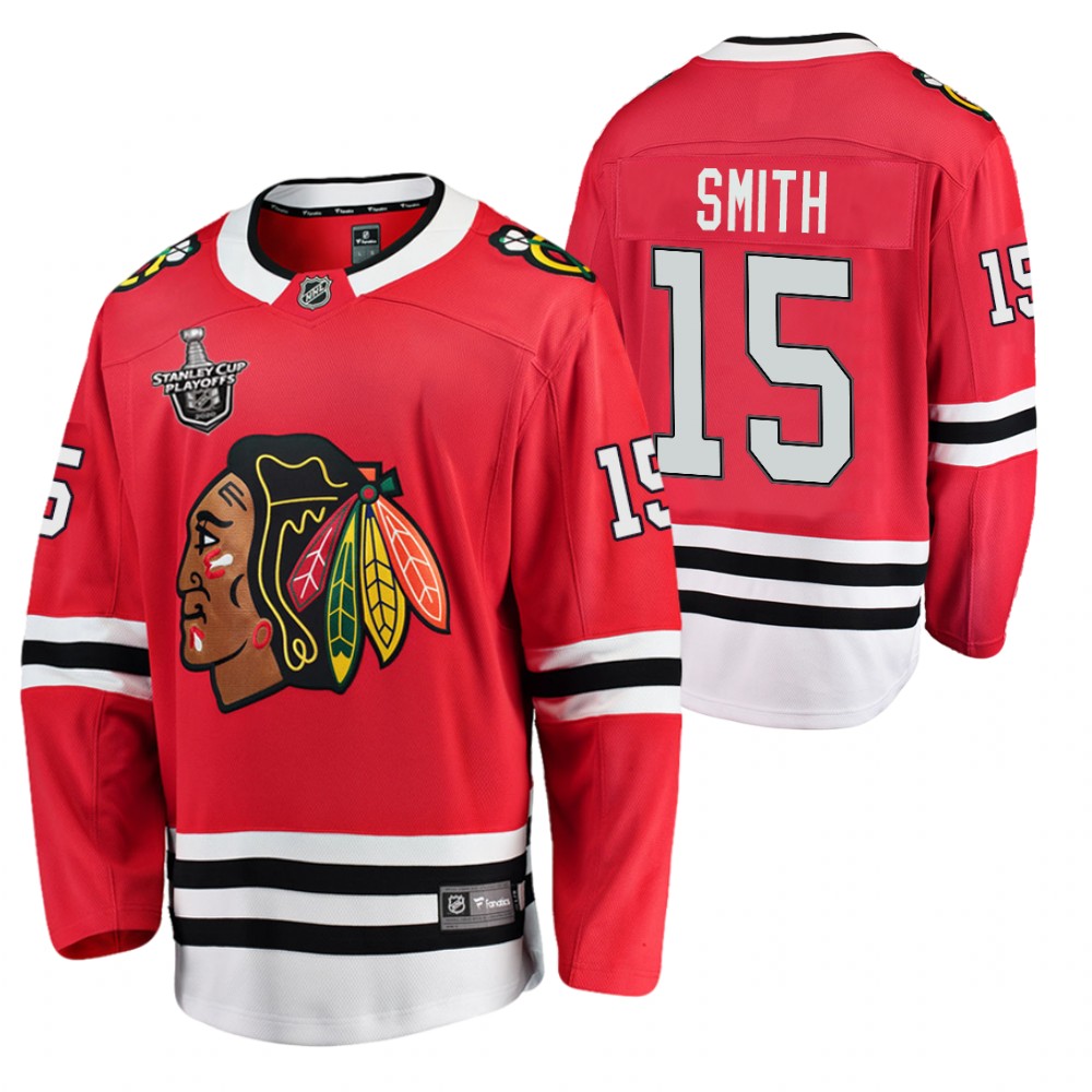 Blackhawks Zack Smith Jersey 2020 Stanley Cup Playoffs Red Home Men's