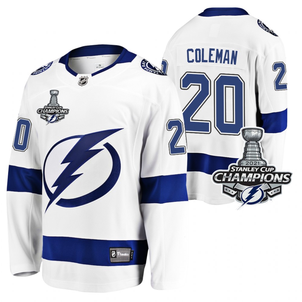 Blake Coleman Lightning 2021 Stanley Cup Champions White Away Jersey