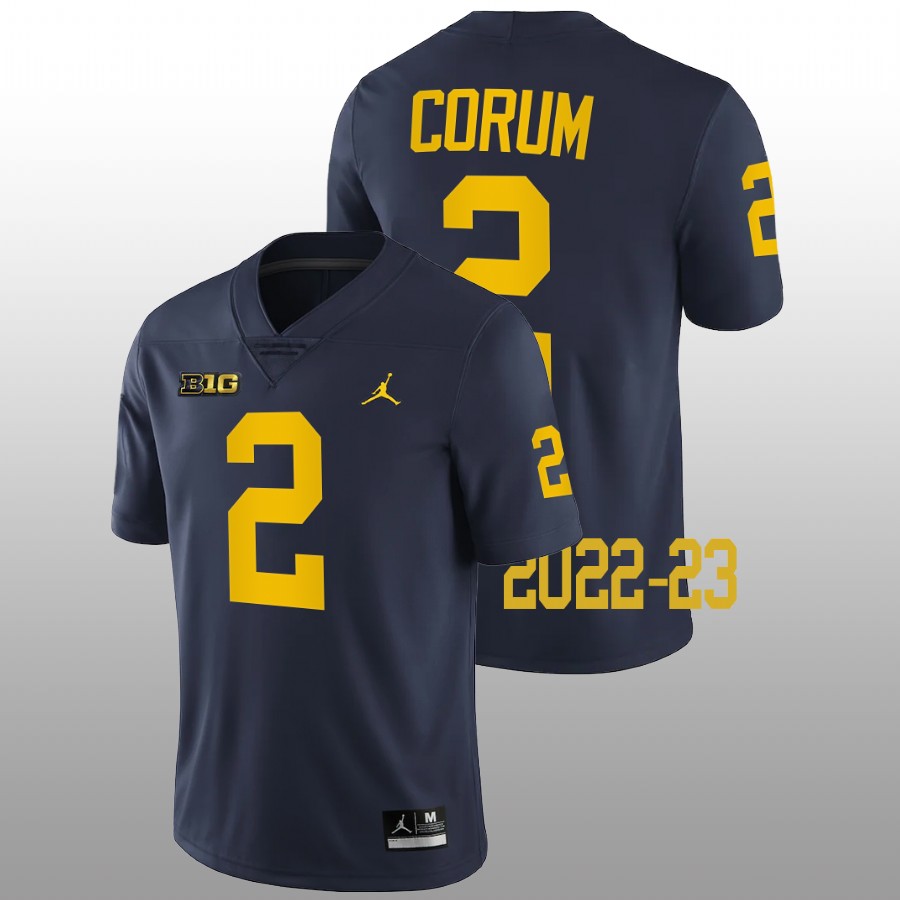 Blake Corum Michigan Wolverines Navy 2022-23 College Football Game Jersey