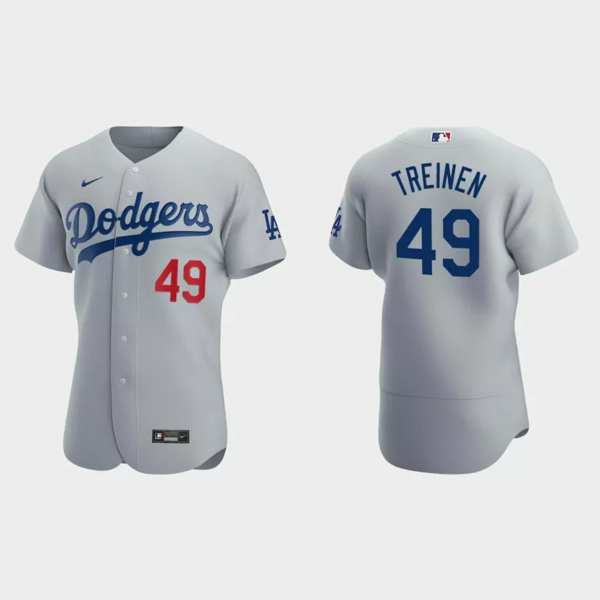 Blake Treinen #49 Los Angeles Dodgers Authentic Alternate Jersey – Gray