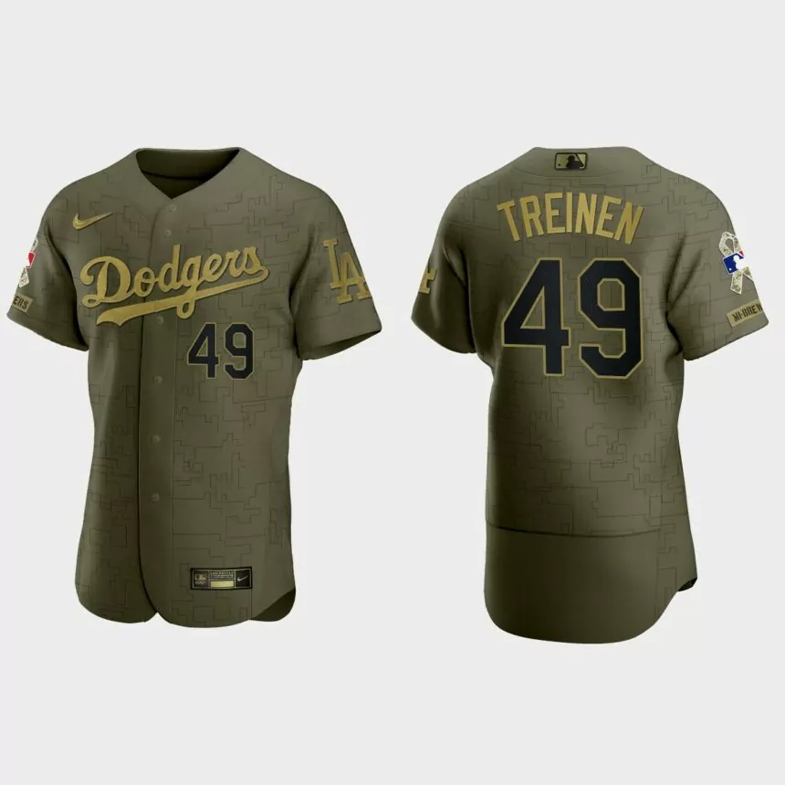 Blake Treinen Los Angeles Dodgers 2021 Salute to Service Digital Camo Jersey – Green