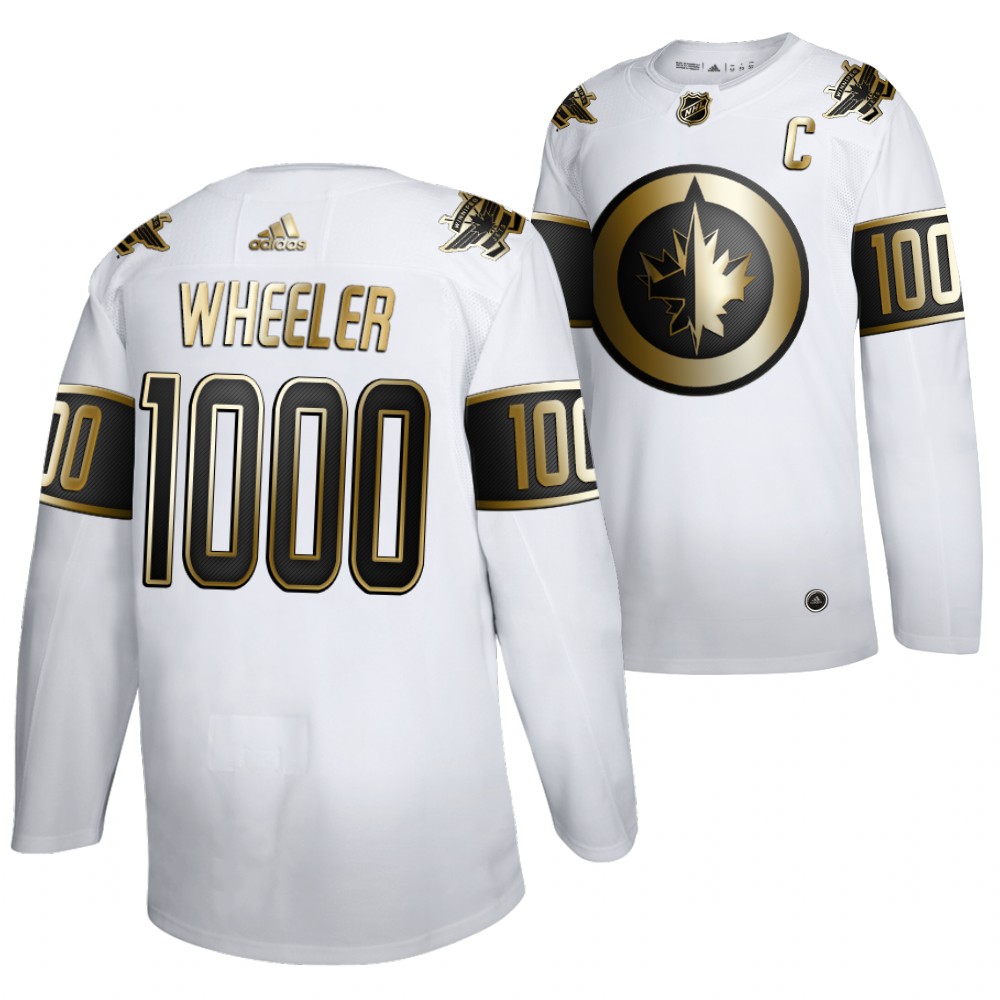 Blake Wheeler 1000 NHL games White Jets #26 Jersey Golden Edition