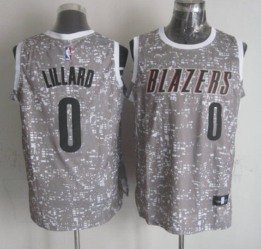 Blazers 0 Damian Lillard Gray City Luminous Jersey