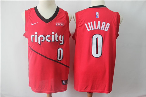 Blazers 0 Damian Lillard Red 2018-19 Earned Edition Nike Swingman Jersey