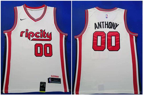 Blazers 00 Carmelo Anthony White Red 2019-20 Nike Swingman Jersey