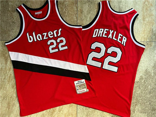 Blazers 22 Clyde Drexler Red 1983-84 Hardwood Classics Swingman Jersey
