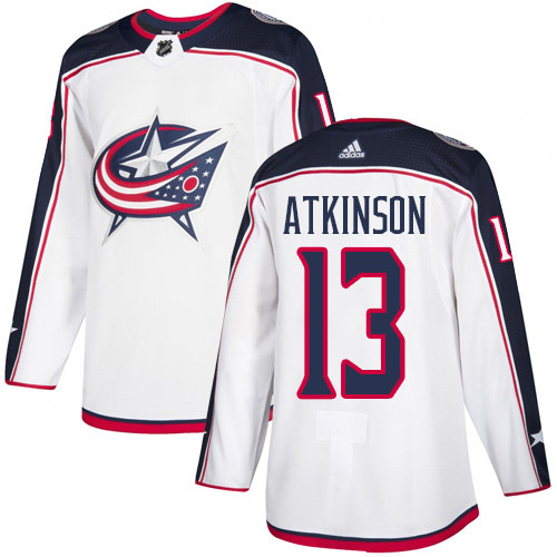 Blue Jackets #13 Cam Atkinson White Road Authentic Stitched Hockey Jersey