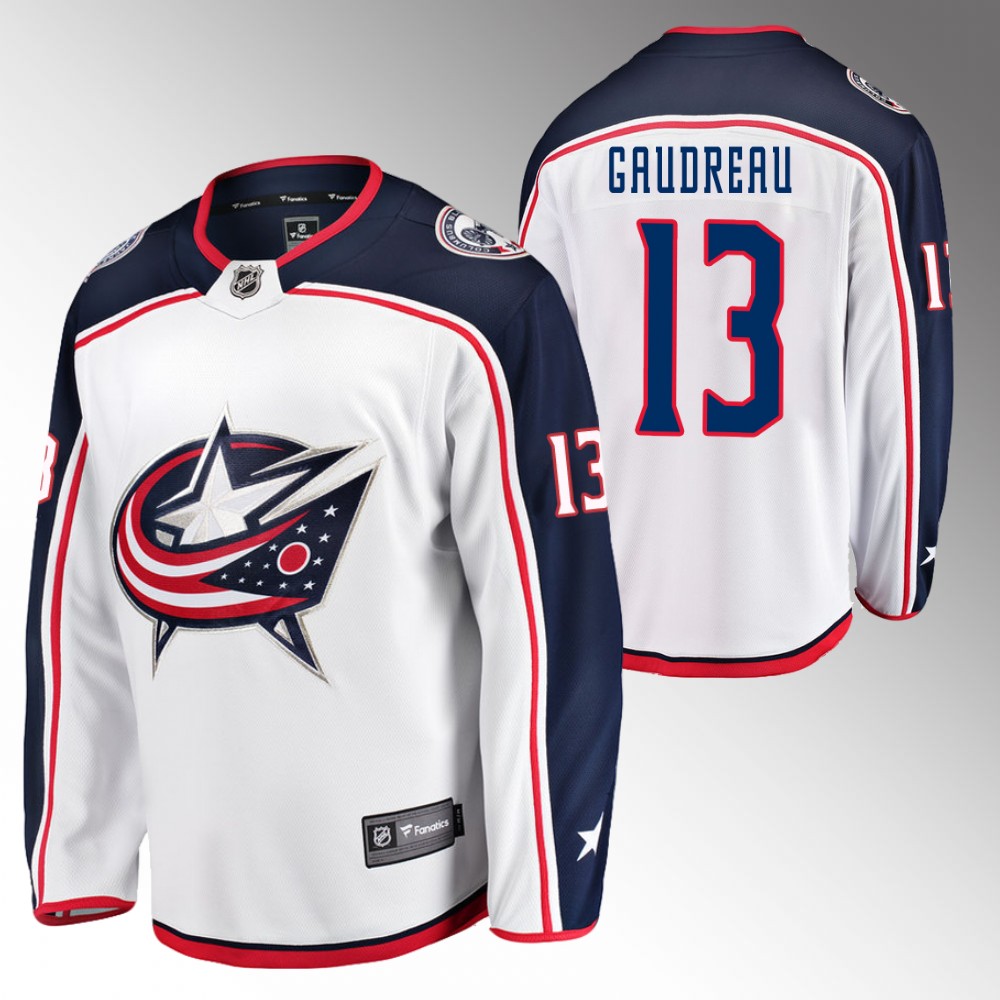 Blue Jackets #13 Johnny Gaudreau White 2022 Away Jersey
