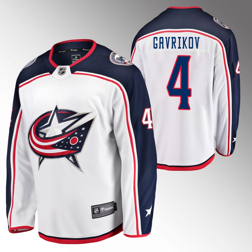 Blue Jackets #4 Vladislav Gavrikov White Away Jersey