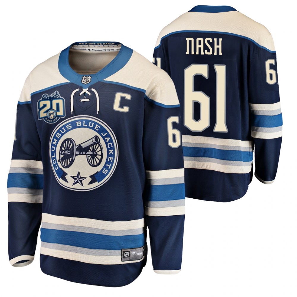Blue Jackets #61 Rick Nash Blue Retired Number Jersey