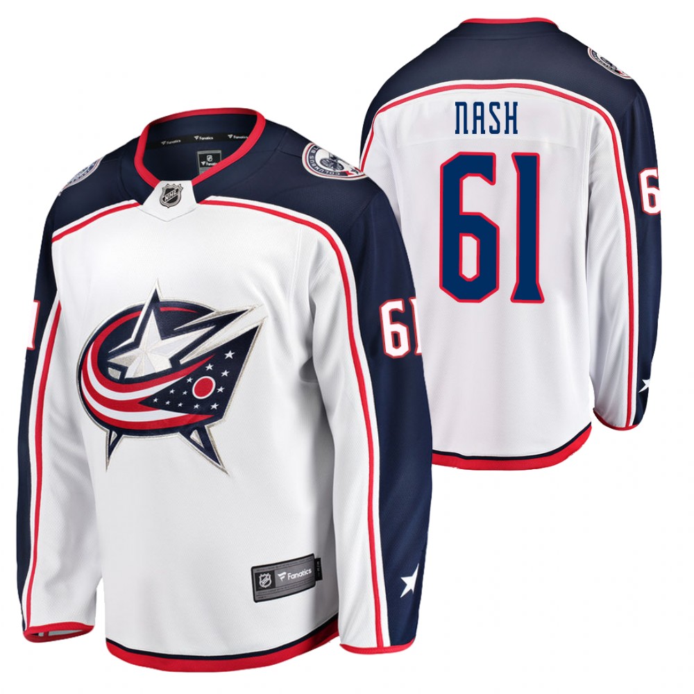 Blue Jackets #61 Rick Nash White 2021-22 Away Jersey