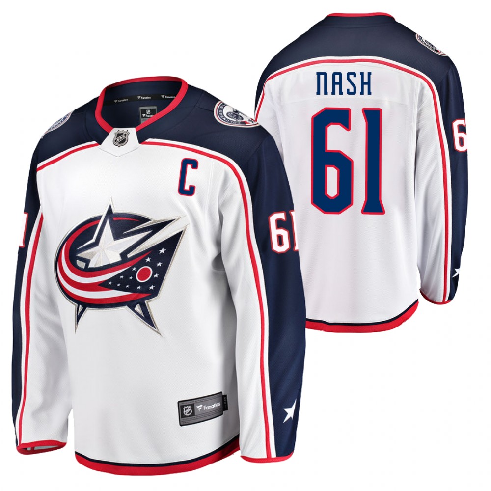 Blue Jackets #61 Rick Nash White Retired Number Jersey