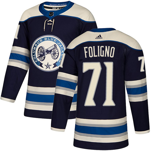 Blue Jackets #71 Nick Foligno Navy Alternate Authentic Stitched Hockey Jersey