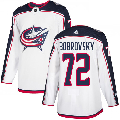 Blue Jackets #72 Sergei Bobrovsky White Road Authentic Stitched Hockey Jersey
