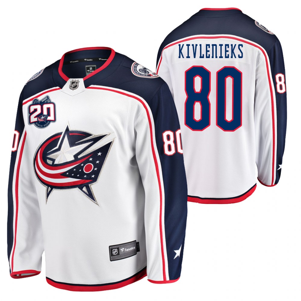 Blue Jackets #80 Matiss Kivlenieks White Away Jersey