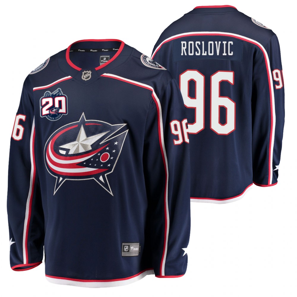 Blue Jackets #96 Jack Roslovic Navy 2020-22 20th Anniversary Jersey