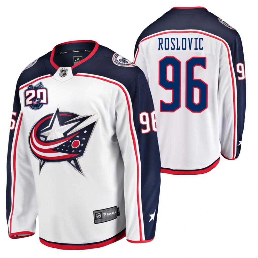 Blue Jackets #96 Jack Roslovic White 2020-22 20th Anniversary Jersey