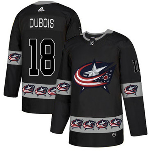 Blue Jackets 18 Pierre-Luc Dubois Black Team Logos Fashion Adidas Jersey